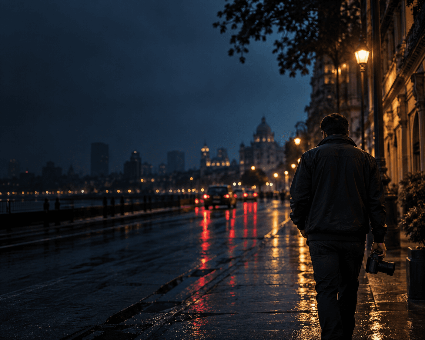 An investigator documenting observations discreetly at night